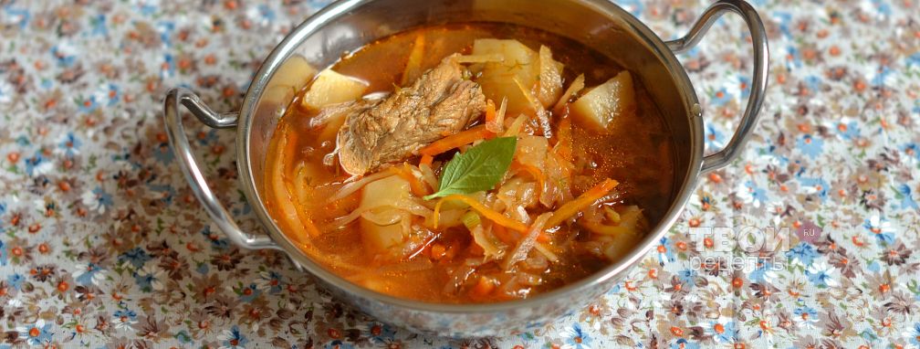 Суп со свеклой и маринованной капустой - Рецепт