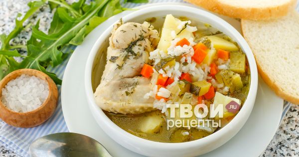 Рассольник с перловкой и грибами