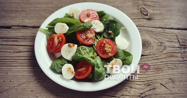 Салат с моцареллой, рукколой и помидорами черри рецепт фото пошагово и видео