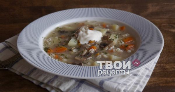 Суп из шампиньонов с перловкой рецепт – Русская кухня: Супы. «Еда»